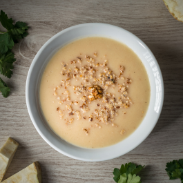 Creamy celeriac and walnut soup