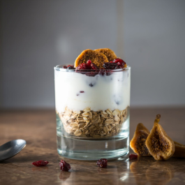 Oatmeal with yoghurt and dried fruits