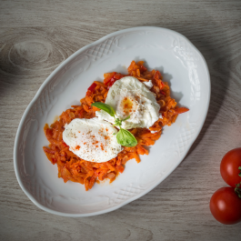 Poached eggs & caponata